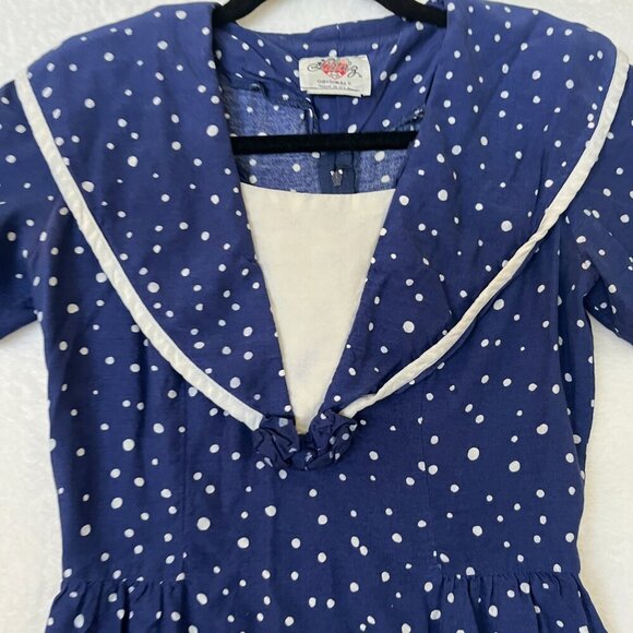 Lanz Originals Navy White Polka Dot Short A-Line Dress Size S Sailor Retro - Picture 4 of 9